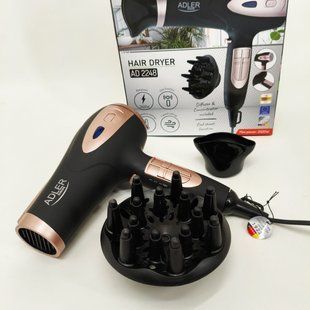 Фен для волос с ионизацией Adler AD 2248 Black 2200Вт ws86887 фото
