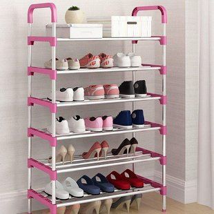 Полиця для взуття Shoe Rack 6 полиць Органайзер стійка 6 секцій 56х28х113см стелаж під взуття. Колір: рожевий ws67543-1 фото