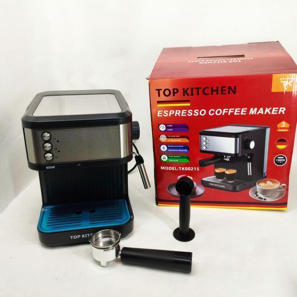 Кавоварка Еспресо Top Kitchen TK00215 ріжкова 1500Вт 1,8л 1-3 чашки еспресо 15 Бар ws86582 фото