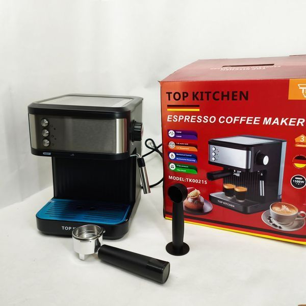 Кавоварка Еспресо Top Kitchen TK00215 ріжкова 1500Вт 1,8л 1-3 чашки еспресо 15 Бар ws86582 фото