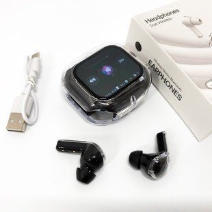 Бездротові вакуумні навушники TWS з дисплеєм LED, вологозахист IPx4 Bluetooth 5.4 з кейсом. Колір: чорний ws73645 фото