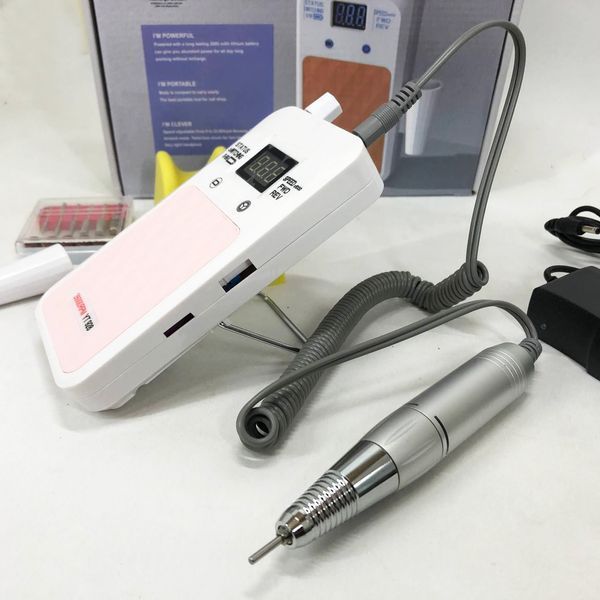 Портативний фрезер для нігтів Nail Drill YT-928 акумуляторний з індикатором заряду на 35 000 оборотів. Колір: білий ws79382 фото