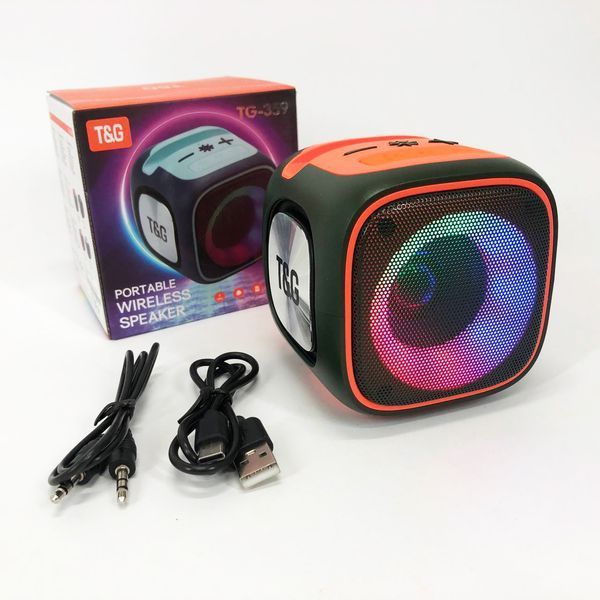 Портативна Bluetooth колонка TG359 7W з підсвічуванням RGB, акумуляторна колонка для музики. Колір: зелений ws92211 фото