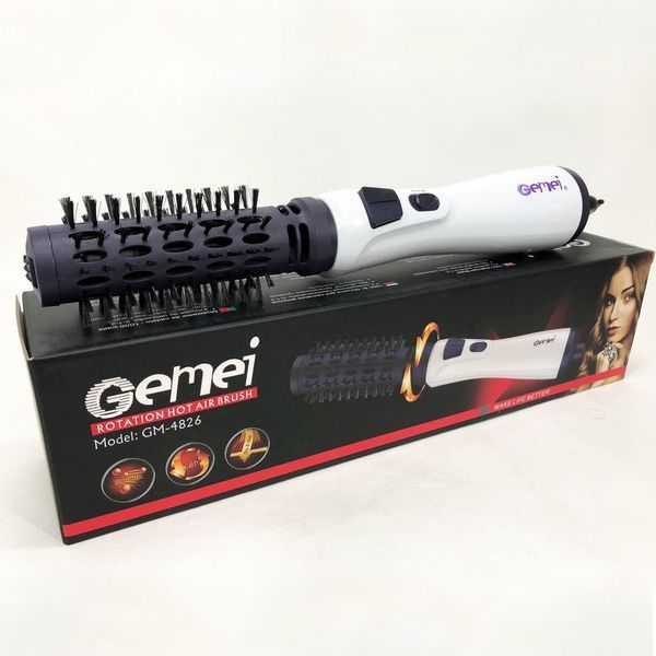 Фен-щітка для волосся фен, що обертається Gemei GM-4826, фен з насадкою брашинг, щітка для волосся, що обертається ws84966 фото