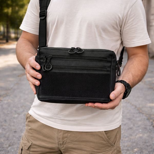 Тактична сумка для патчів Cordura 600D &mdash; 5 кишень, месенджер чорний з тканини ws66814 фото
