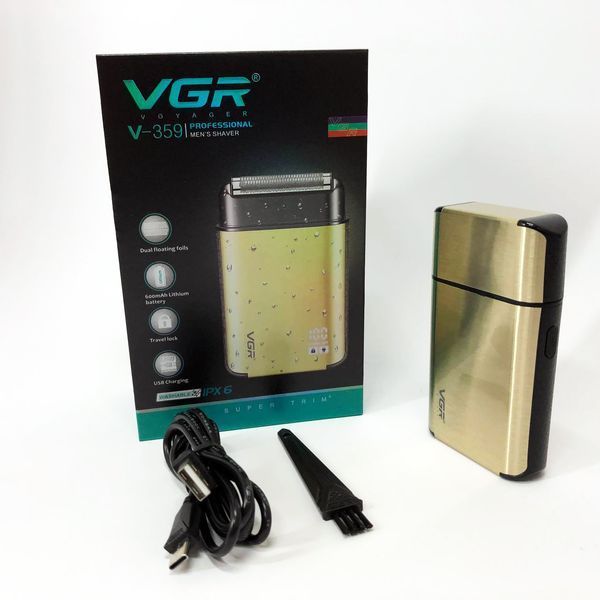 Електробритва VGR V-359 gold шейвер для вологого та сухого гоління, машинка чоловіча для гоління ws47894 фото