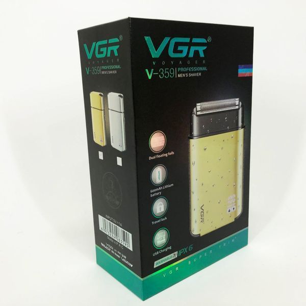 Електробритва VGR V-359 gold шейвер для вологого та сухого гоління, машинка чоловіча для гоління ws47894 фото