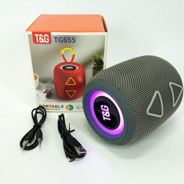 Портативна колонка TG655 5W з RGB підсвічуванням та ремінцем, Гучна блютуз колонка. Колір: сірий ws12954-1 фото