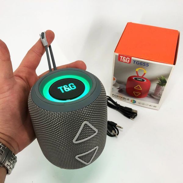 Портативна колонка TG655 5W з RGB підсвічуванням та ремінцем, Гучна блютуз колонка. Колір: сірий ws12954-1 фото