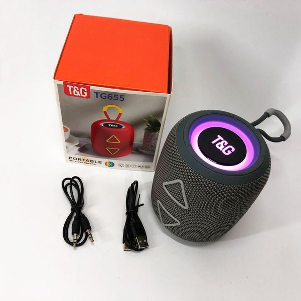 Портативна колонка TG655 5W з RGB підсвічуванням та ремінцем, Гучна блютуз колонка. Колір: сірий ws12954-1 фото
