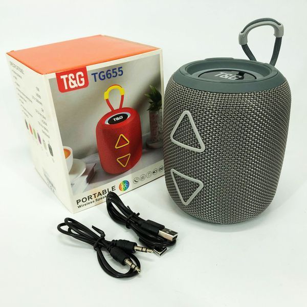 Портативна колонка TG655 5W з RGB підсвічуванням та ремінцем, Гучна блютуз колонка. Колір: сірий ws12954-1 фото