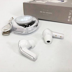Бездротові навушники TWS T8 PRO з прозорим кейсом Вакуумний LED дисплей Bluetooth 5.3. Колір: білий ws14814-1 фото