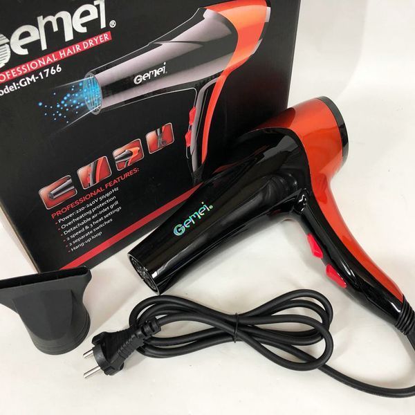 Фен GEMEI GM-1766 2600Вт, фен для голови, жіночий фен для волосся, фен сушка Orange ws88447 фото