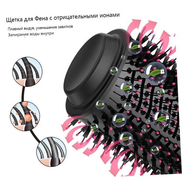 Фен Щітка гребінець 3в1 One step Hair Dryer 1000 Вт 3 режими випрямляч для укладання волосся стайлер з функцією іонізації ws38113 фото